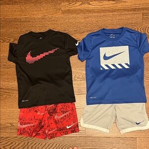 Nike Kids' Black and Red, Blue and Gray Activewear Set